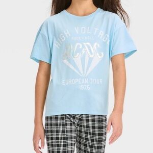 Art Class Girls’ Short Sleeve AC/DC Boxy Graphic Shirt - Blue L